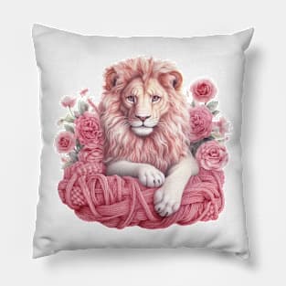 Pink Christmas Lion Pillow