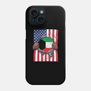 Kuwait Flag American Flag Ripped - Gift for Kuwaiti From Kuwait Phone Case