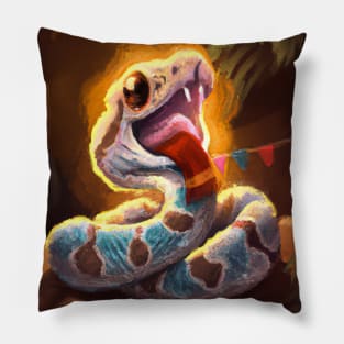 Cute Rattlesnake Drawing Pillow