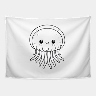 Cute Baby Jellyfish Animal Outline Tapestry