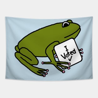 Vote Cute Green Frog with Voted Sign Tapestry