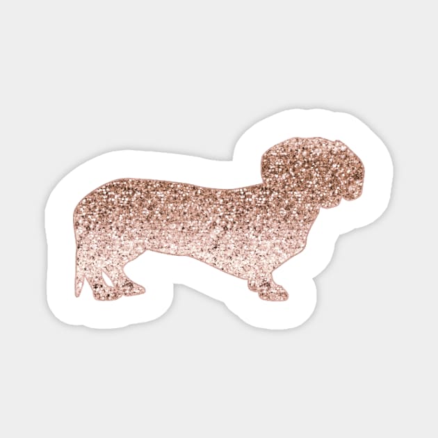 Rose gold glitter Sausage Dog Magnet by RoseAesthetic