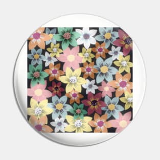 Floral Pattern of Colored Scarlet Pimpernel Flowers Pin