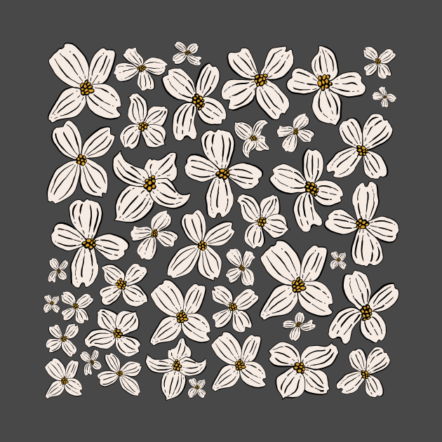 White dogwood flowers - North Carolina State Flower by Maddyslittlesketchbook