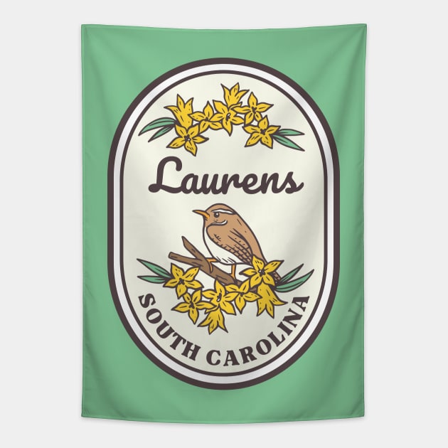 Laurens South Carolina Wren SC Tourist Souvenir Tapestry by carolinafound