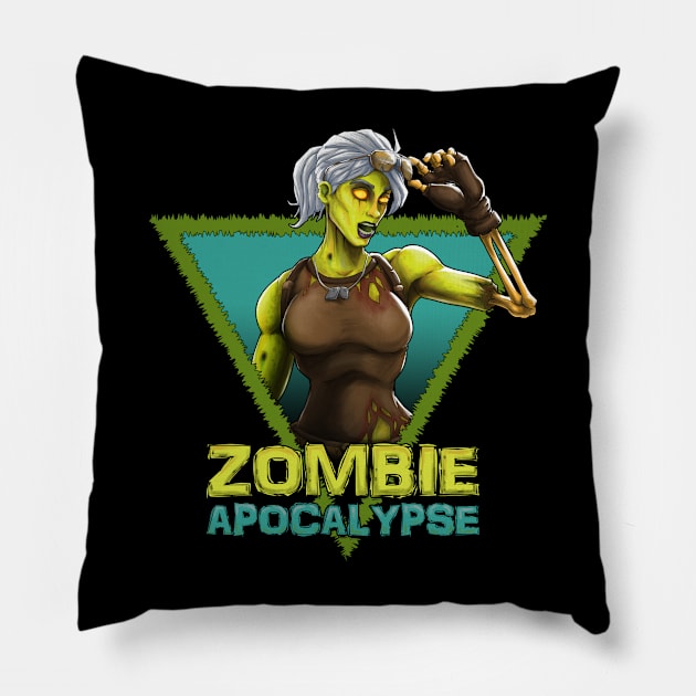 Zombie Ramirez Pillow by halegrafx