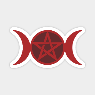 Red Triple Moon Pentagram Magnet