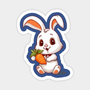 Cute Cartoon Bunny Rabbit with Carrot Magnet
