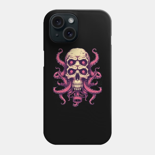 Trippy Skull with Octopus Tentacles Phone Case by TOKEBI