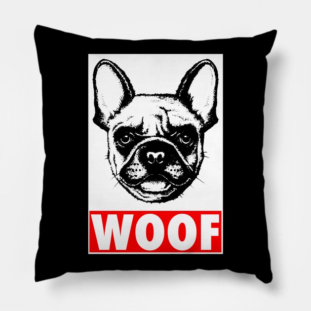 Woof - Dog Lover Dogs Pillow by fromherotozero