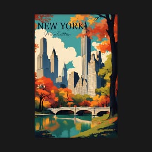 Manhattan New York Travel Poster T-Shirt