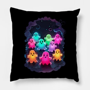 Colorful Funny Ghost Collage Design Pillow