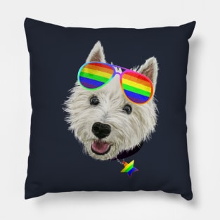 Gay Pride Westie LGBT Dog Sunglasses Pillow