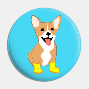 Corgi with yellow boots Pin