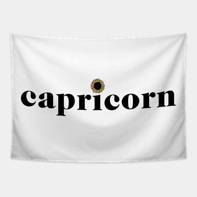 Capricorn Sunflower Zodiac Tapestry by aterkaderk