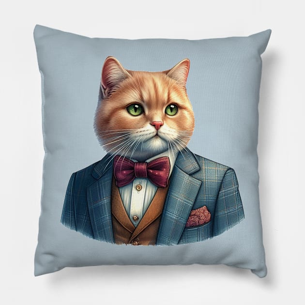 The Orange Tabby Tycoon Pillow by CAutumnTrapp