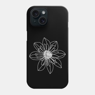 Minimal White Line Drawing Collarette Dahlia Flower Phone Case