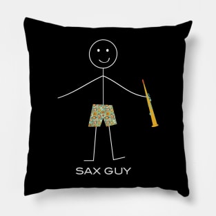 Funny Soprano Saxophone Guy Stick Man Pillow