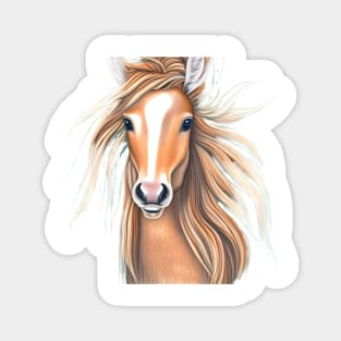 light brown horse head with flowing mane Magnet