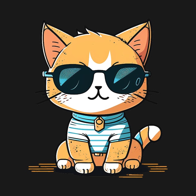 Cute ginger cat wearing sunglasses by ramith-concept