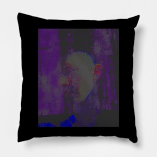 Portrait, digital collage and special processing. Masterpiece. Man looking to car window, reflection. Colorful. Pillow