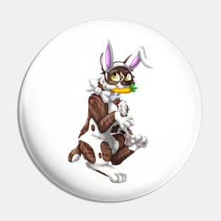 Bobtail BunnyCat: Chocolate Bicolor Tabby (White) Pin