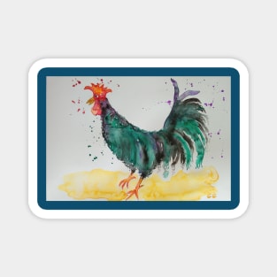 Colourful Rooster, rooster art, watercolour rooster Magnet