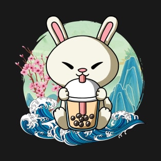 Boba Tea Year of the Rabbit Chinese New Year Great Wave T-Shirt