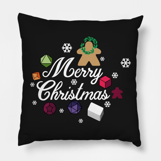 Merry Christmas Board Game Pieces - Christmas board game design- Gaming Art Pillow by MeepleDesign