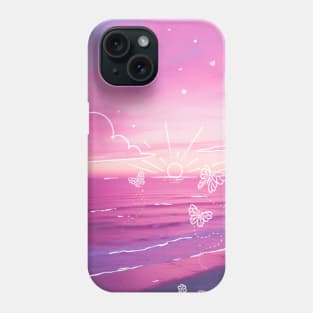 Fantasy Purple Sunset Cute Doodle Aesthetic Phone Case