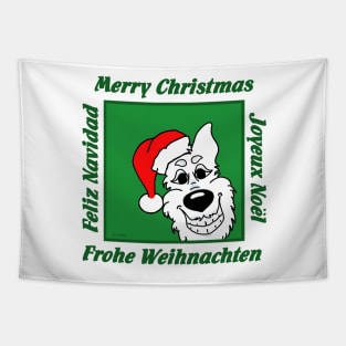 White German Shepherd Christmas Tapestry