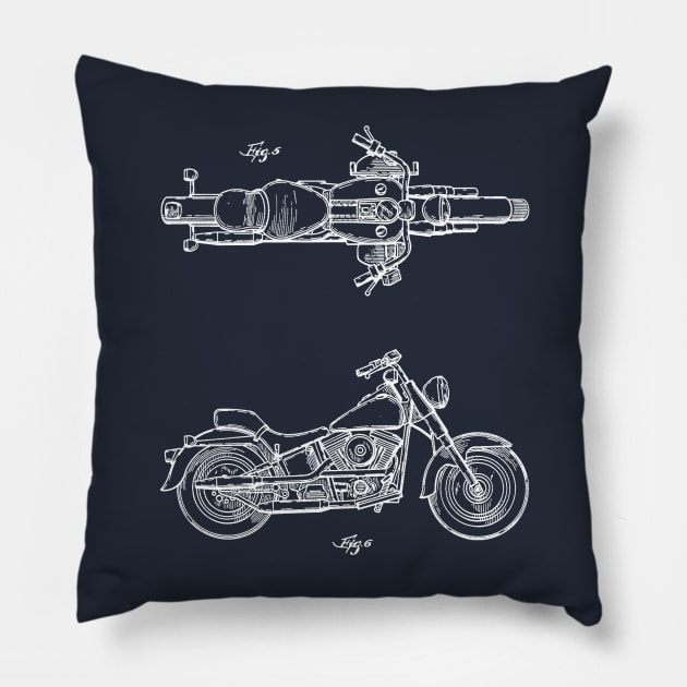 Motorcycle Vintage Patent Drawing Pillow by TheYoungDesigns