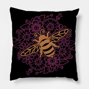 The Flowery Bee Mandala Pillow