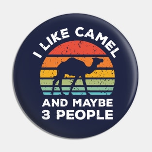 I Like Camel and Maybe 3 People, Retro Vintage Sunset with Style Old Grainy Grunge Texture Pin