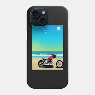 RETRO STYLE CHOPPER MOTORCYCLE ON A BEACH Phone Case