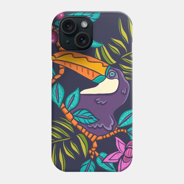 Tropical Toucan Bird, Jungle Wildlife Colorful Botanical Phone Case by dumbbunnydesign