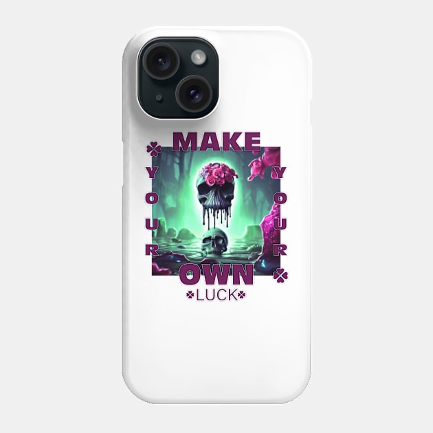 make your own luck skull lucky with pink flowers Phone Case by youni youni