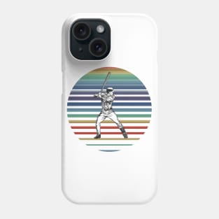 Retro Baseball Player On A 80's Sun Background Phone Case