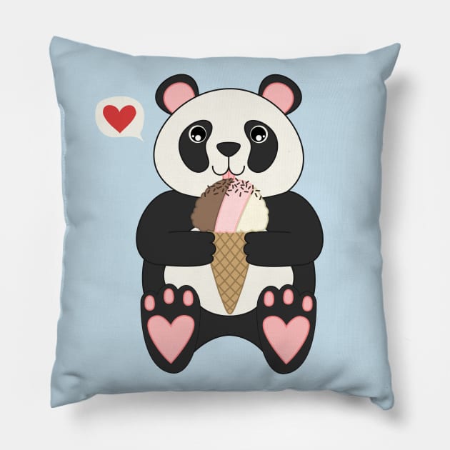 Neapolitan Panda Pillow by Megan Noble