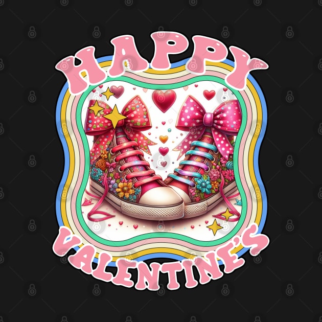 Happy Valentine's Unity: Colorful Sneakers in Romance - White, Red, Yellow, Blue by PopArtyParty