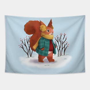 Winter Squirrel Tapestry