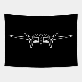 Mosquito WW2 combat aircraft outline graphic (white) Tapestry