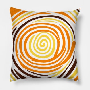 Spiral Yellow Orange Abstract Art Pillow