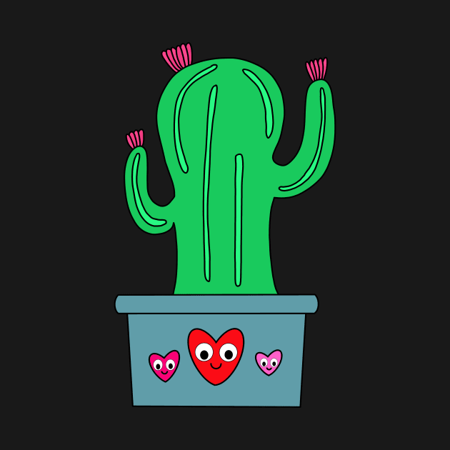 Cute Cactus Design #131: Cute Cactus In Pot With Hearts by DreamCactus