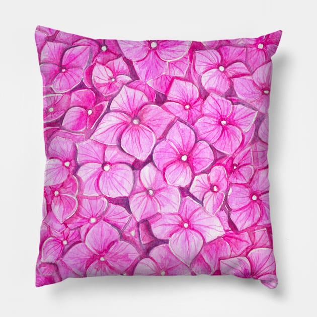 Hydrangea watercolor Pillow by katerinamk