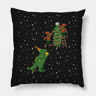 T- rex christmas tree star topper Pillow