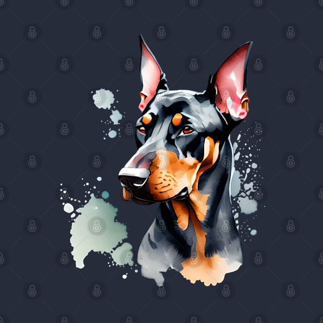 Doberman Pinscher Portrait by KayBeeTees