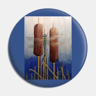 Dragonfly in the Cattails Pin