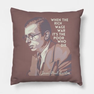 Jean-Paul Sartre Portrait and Quote Pillow