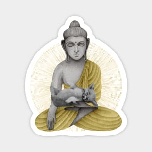 yellow Buddha with puppy Magnet